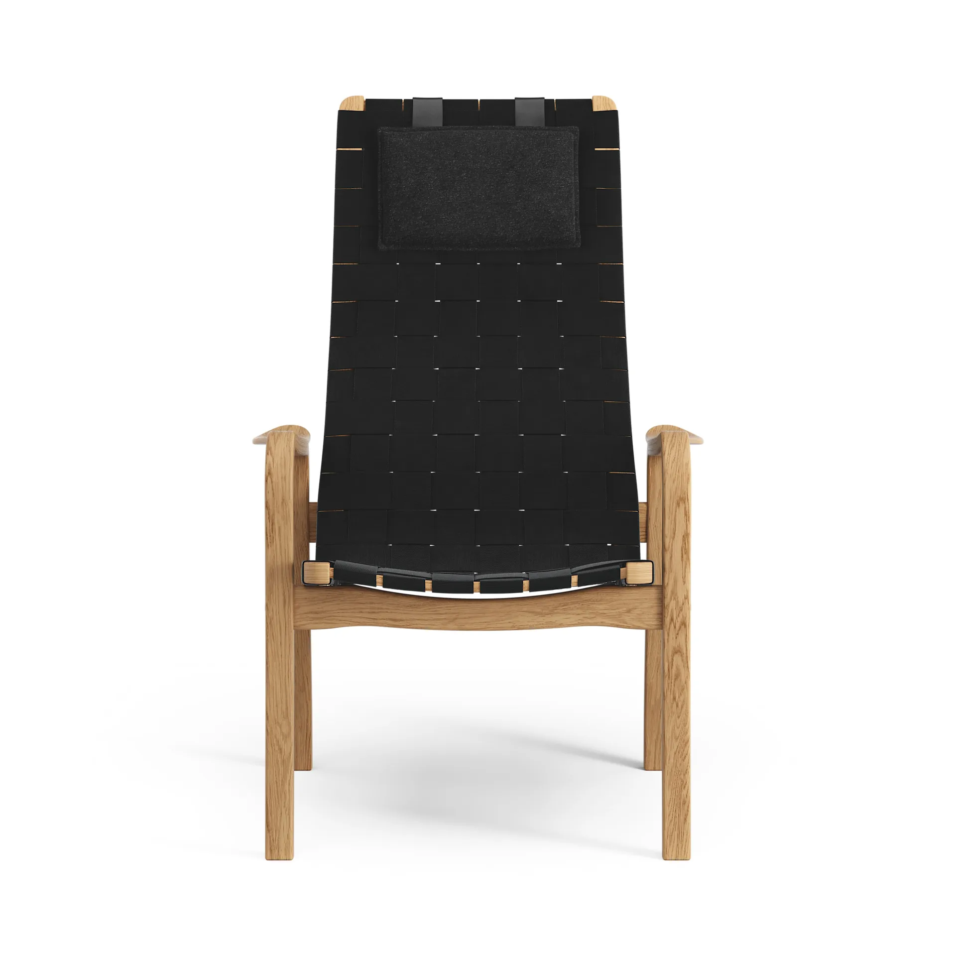 Primo Sessel hoch mit Nackenkissen Eiche geölt, Schwarz Swedese