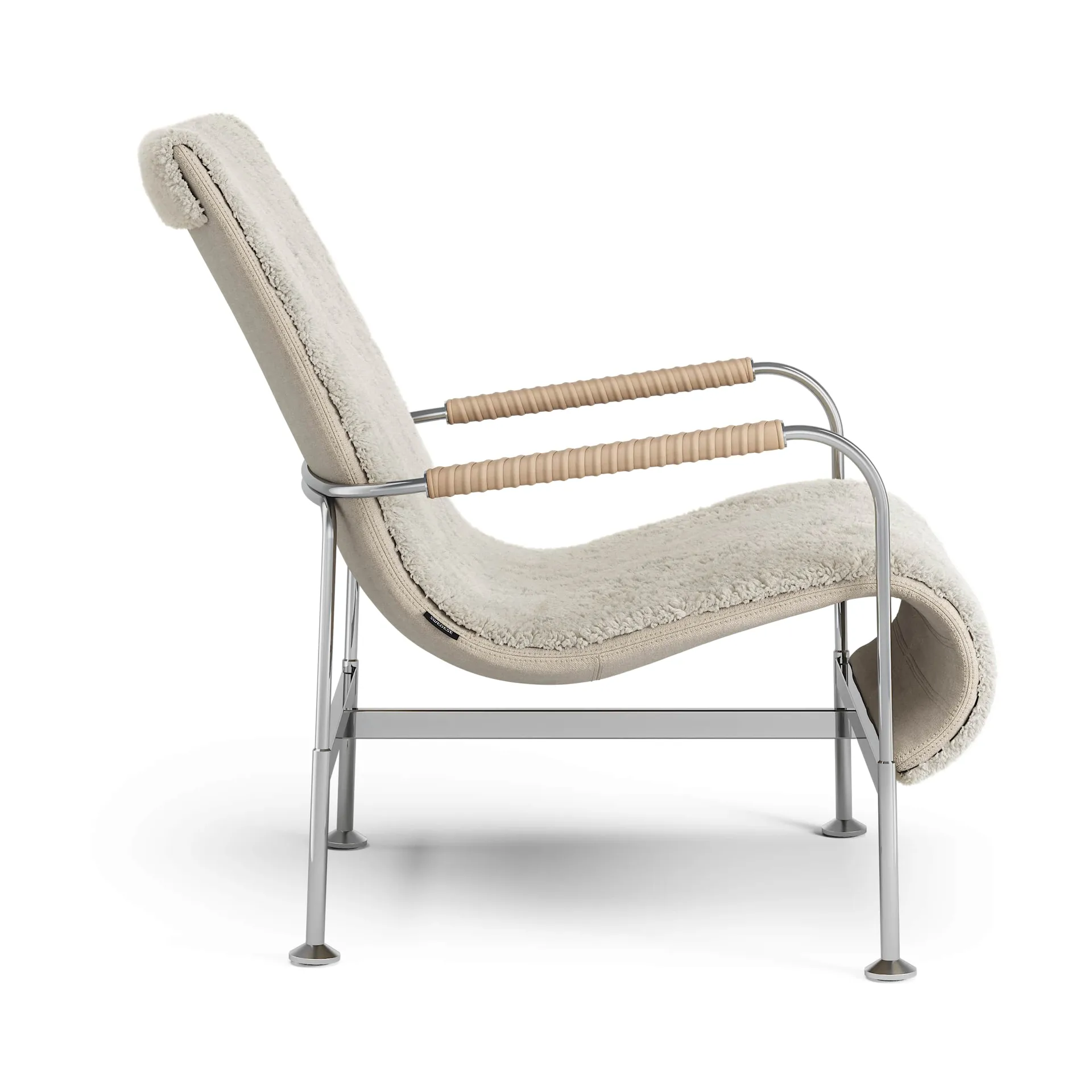 Serpentine Sessel, Lammfell Moonlight-Chrom-Tärnsjö Nature Swedese