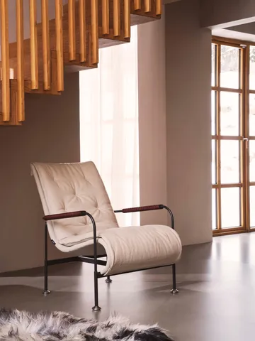 Serpentine Sessel - Stoff Romo Linara Rye-Chrom-Tärnsjö Cognac - Swedese