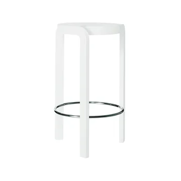 Spin Barhocker - Esche Weiß lasiert, Fußring aus Chrom - Swedese