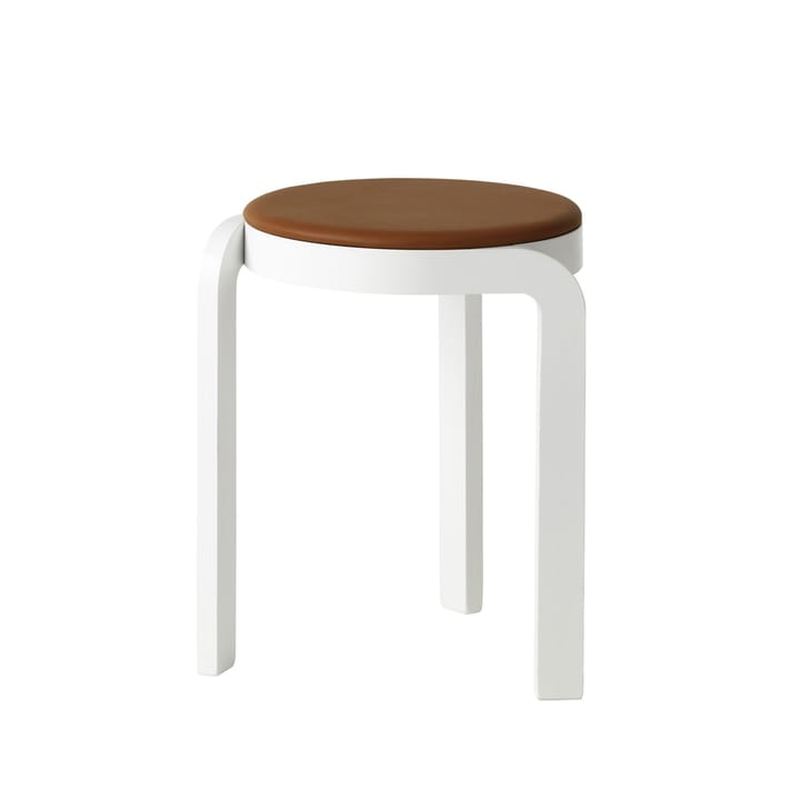 Spin Hocker - Leder cognac, Weißlasierte Esche - Swedese