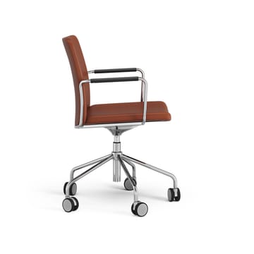 Stella Bürostuhl, höhenverstellbar mit Kippfunktion - Leder elmosoft 33004 Braun, Chrom - Swedese