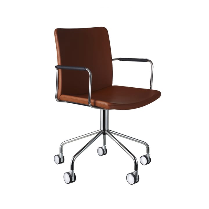 Stella Bürostuhl, Leder elmosoft 33004 Braun, Chromgestell Swedese