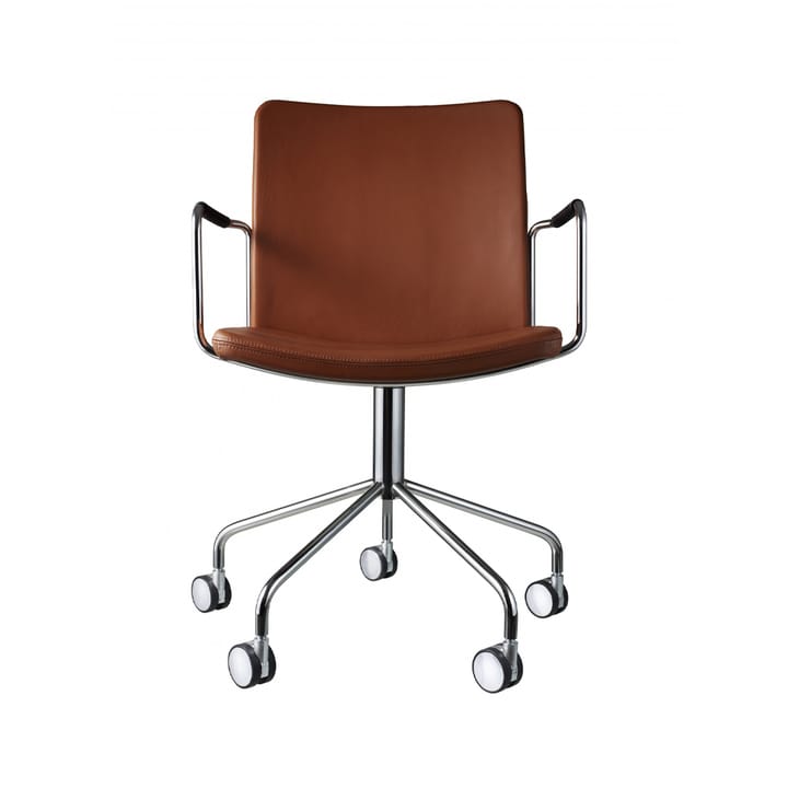Stella Bürostuhl, Leder elmosoft 33004 Braun, Chromgestell Swedese