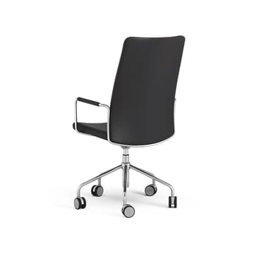 Stella hoher Bürostuhl höhenverstellbar - Leder elmosoft 99999 Schwarz, Chrom, verstellbare Sitzhöhe - Swedese