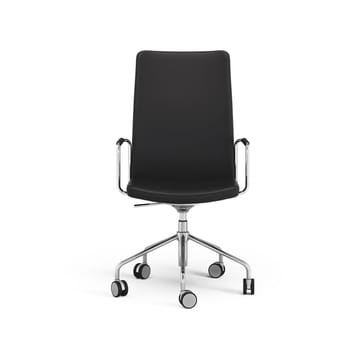 Stella hoher Bürostuhl höhenverstellbar - Leder elmosoft 99999 Schwarz, Chrom, verstellbare Sitzhöhe - Swedese