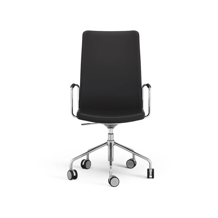Stella hoher Bürostuhl höhenverstellbar - Leder elmosoft 99999 Schwarz, Chrom, verstellbare Sitzhöhe - Swedese
