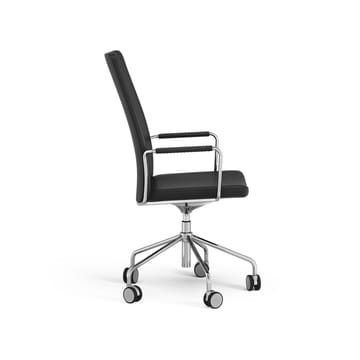 Stella hoher Bürostuhl höhenverstellbar - Leder elmosoft 99999 Schwarz, Chrom, verstellbare Sitzhöhe - Swedese