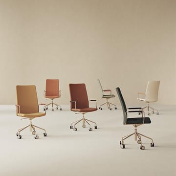 Stella hoher Bürostuhl, höhenverstellbar ohne Kippfunktion - Stoff camira main line flax 02 grau /beige, chrom, verstellbare sitzhöhe - Swedese