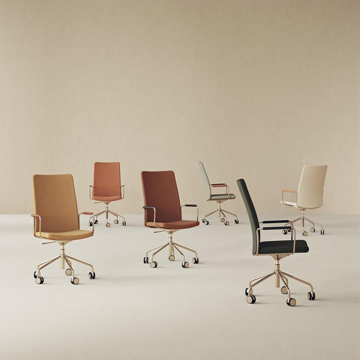 Stella hoher Bürostuhl, höhenverstellbar ohne Kippfunktion, Stoff camira main line flax 02 grau /beige, chrom, verstellbare sitzhöhe Swedese