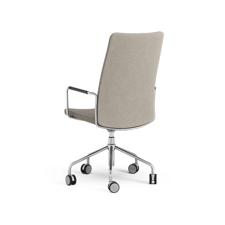 Stella hoher Bürostuhl, höhenverstellbar ohne Kippfunktion, Stoff camira main line flax 02 grau /beige, chrom, verstellbare sitzhöhe Swedese
