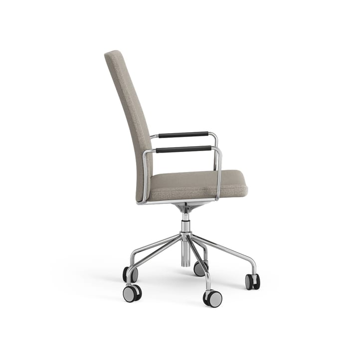 Stella hoher Bürostuhl, höhenverstellbar ohne Kippfunktion, Stoff camira main line flax 02 grau /beige, chrom, verstellbare sitzhöhe Swedese