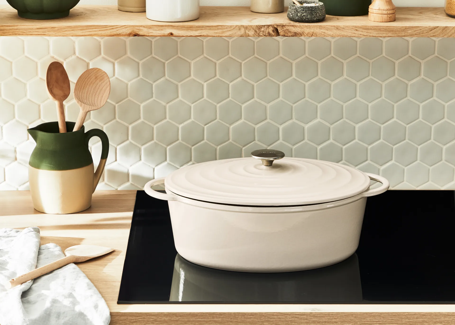 Tefal LOV ovaler Topf 7,2 L, Beige Tefal