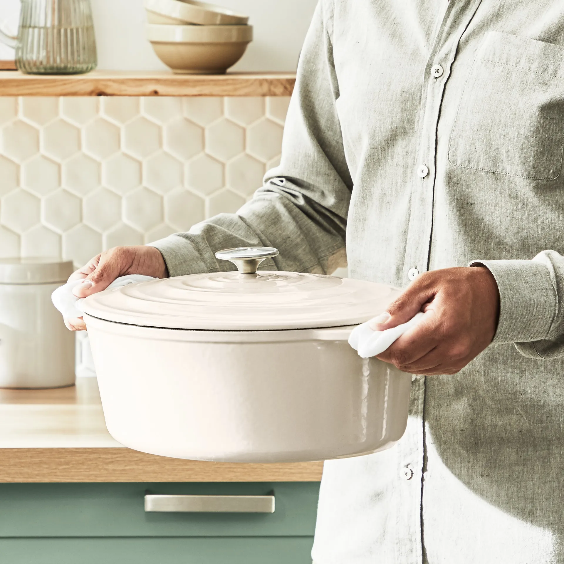 Tefal LOV ovaler Topf 7,2 L, Beige Tefal