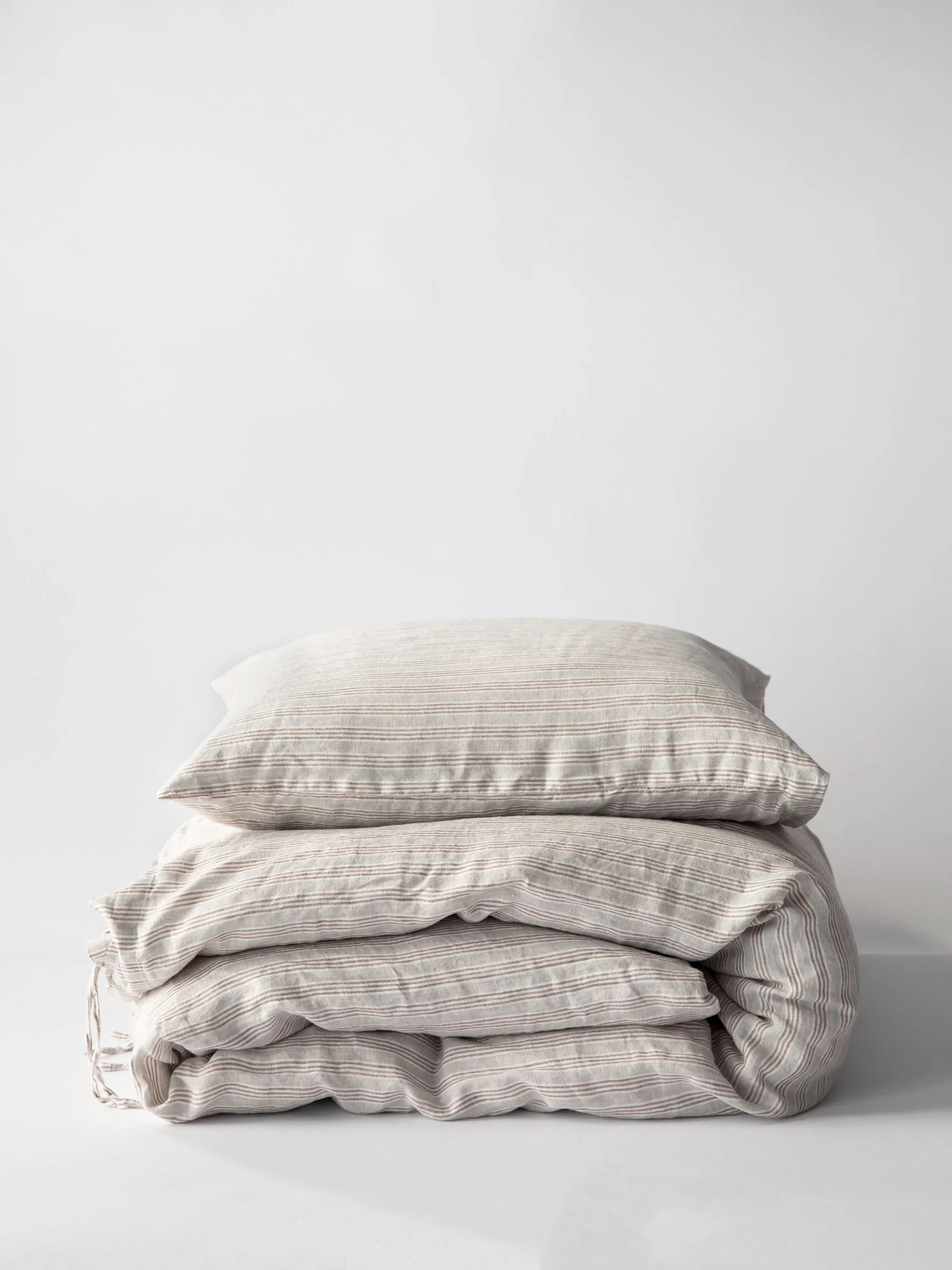 Bettbezug Leinen 150 x 200 cm, Hazelnut stripe Tell Me More