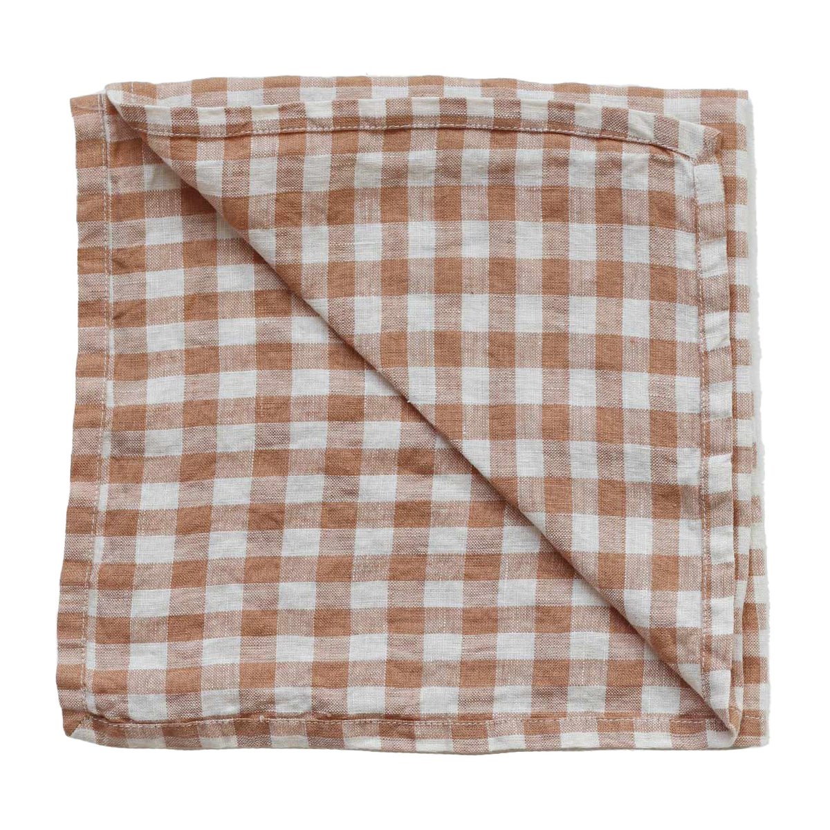 Tell Me More Gingham Karierte Leinen-Serviette 45 x 45 cm Biscuit