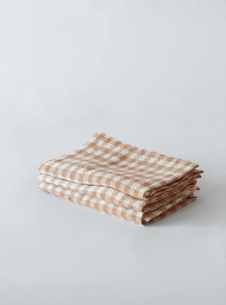 Gingham Karierte Leinen-Serviette 45 x 45 cm - Biscuit - Tell Me More