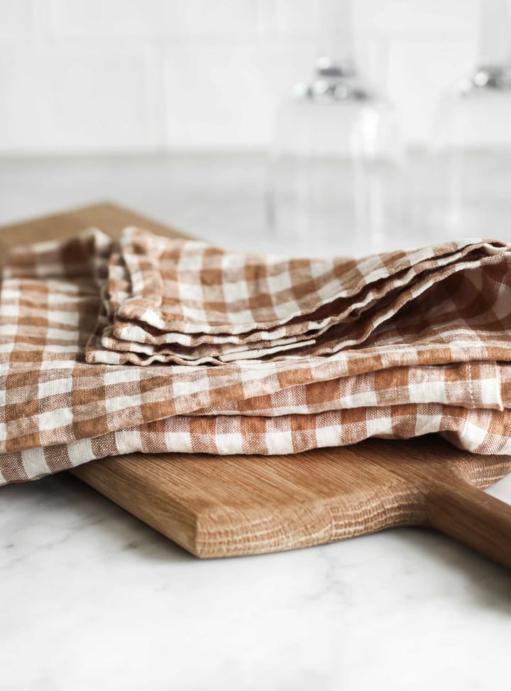 Gingham Kariertes Geschirrtuch 70 x 50 cm, Biscuit Tell Me More
