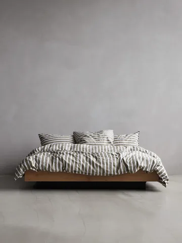 Tell Me More gestreifter Bettbezug Baumwolle - Olive, 240x220 cm - Tell Me More