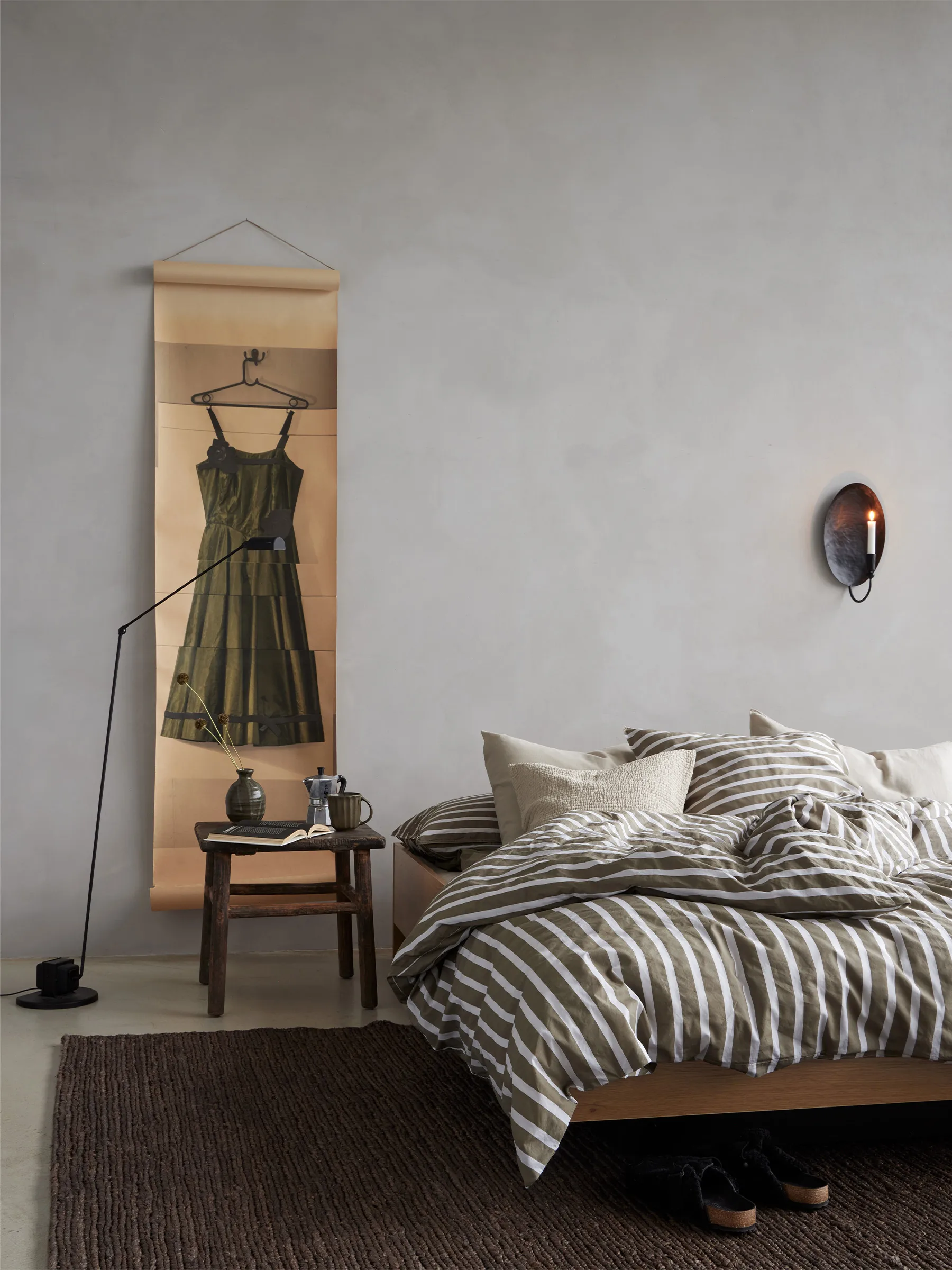 Tell Me More gestreifter Bettbezug Baumwolle, Olive, 240x220 cm Tell Me More