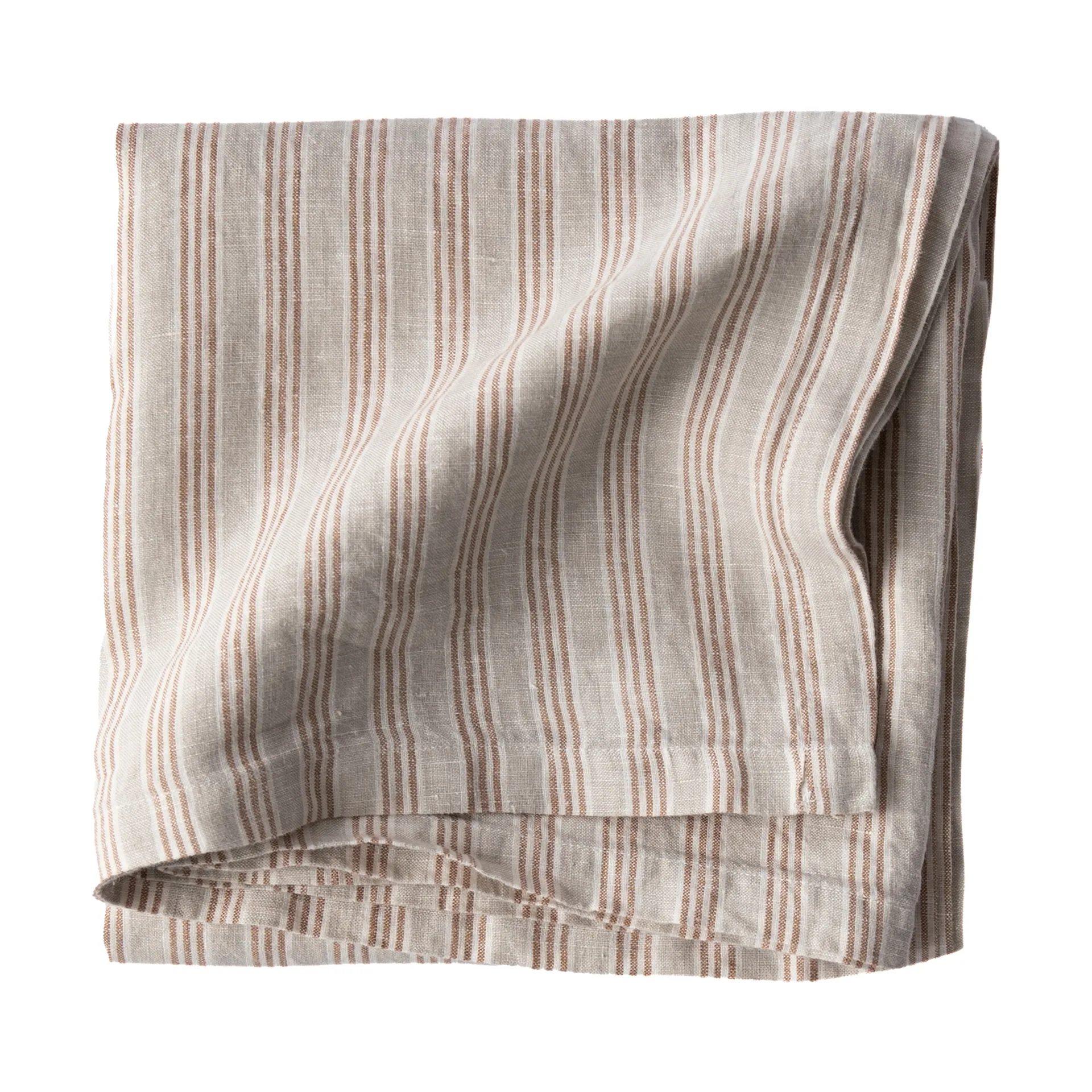 Tell Me More Leinentischtuch 145x145 cm, Hazelnut stripe Tell Me More