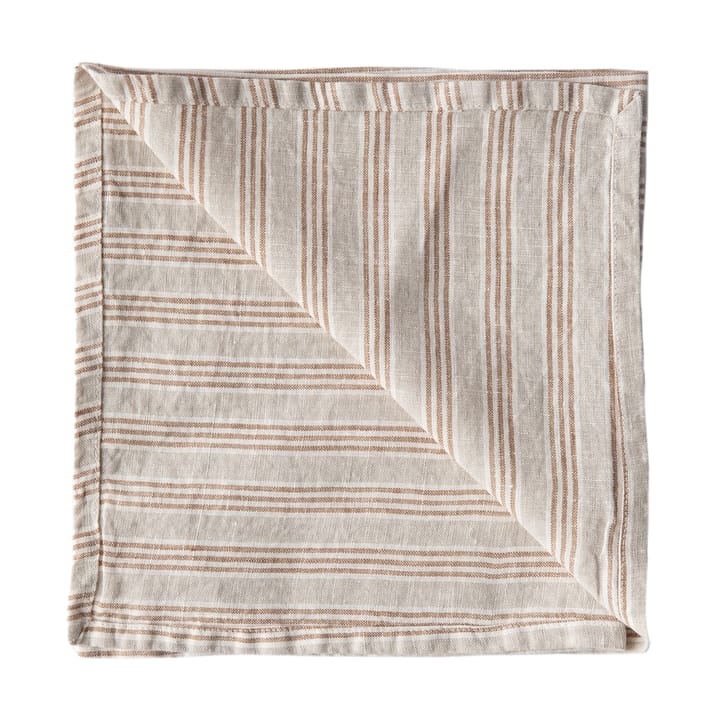 Washed linen Serviette - Hazelnut stripe - Tell Me More