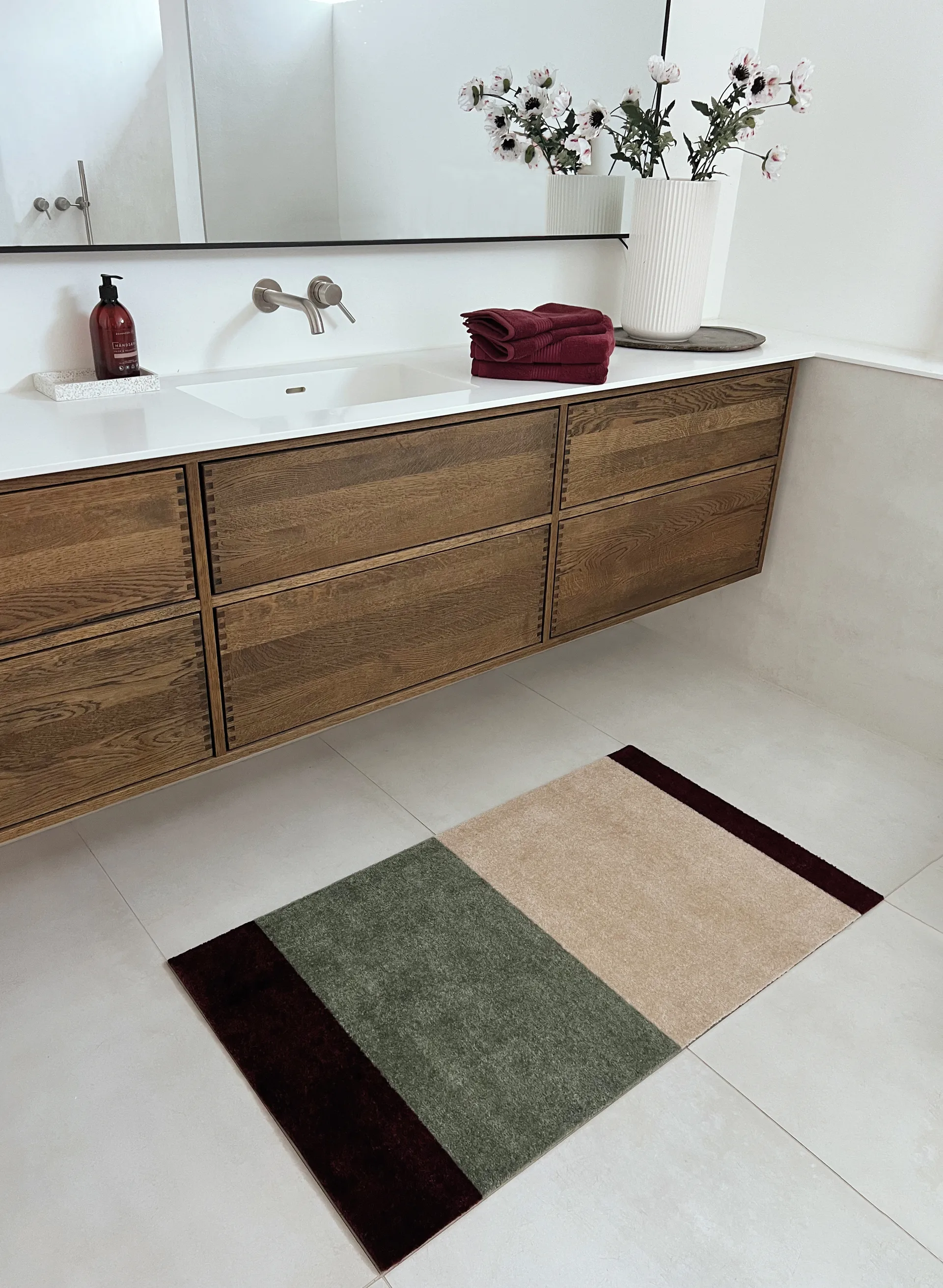 Stripes Flurteppich horizontal, Green-ivory-bordeaux, 67x120 cm tica copenhagen