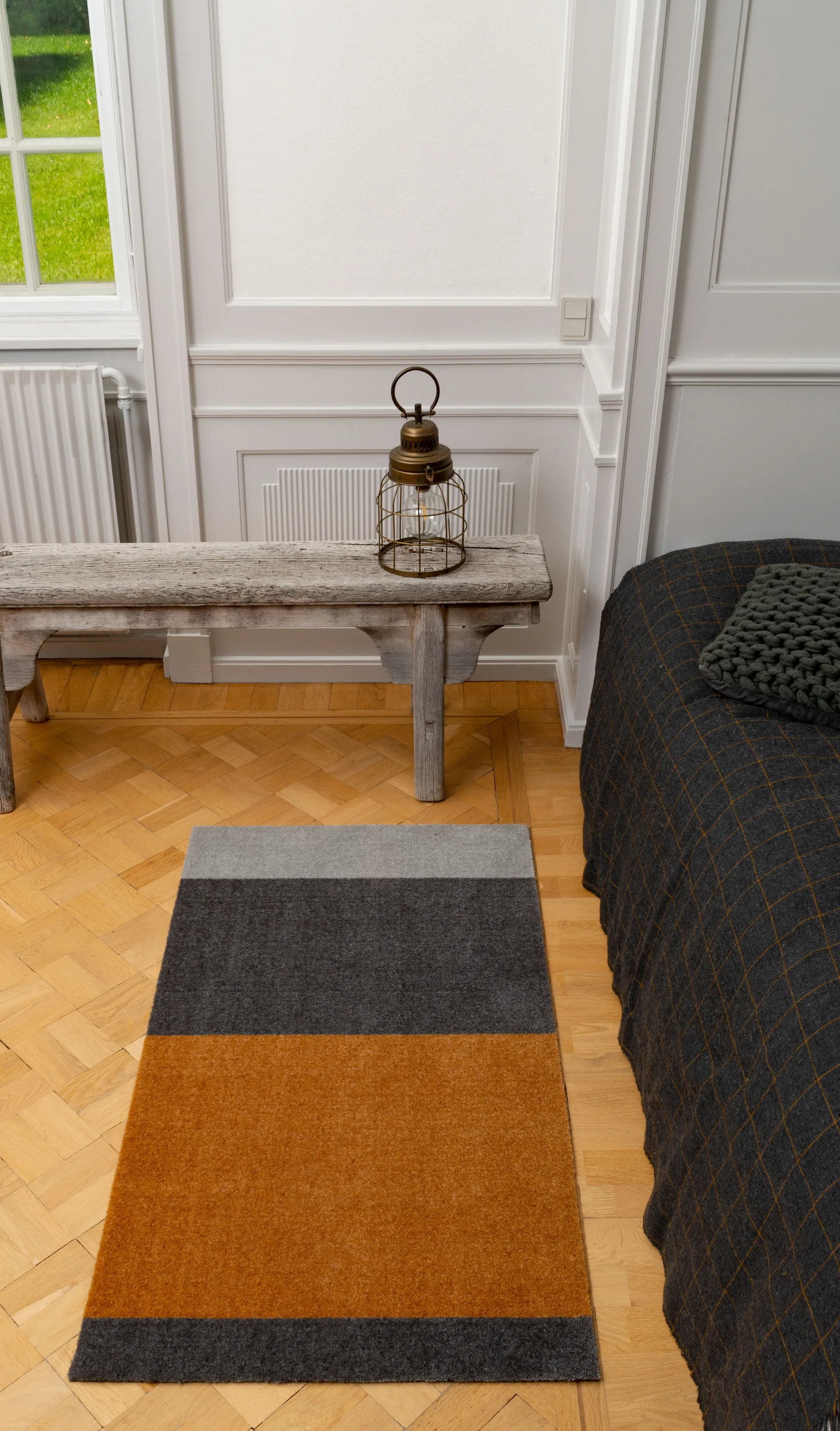 Stripes Flurteppich horizontal, Grey-grey-dijon, 67 x 120cm tica copenhagen