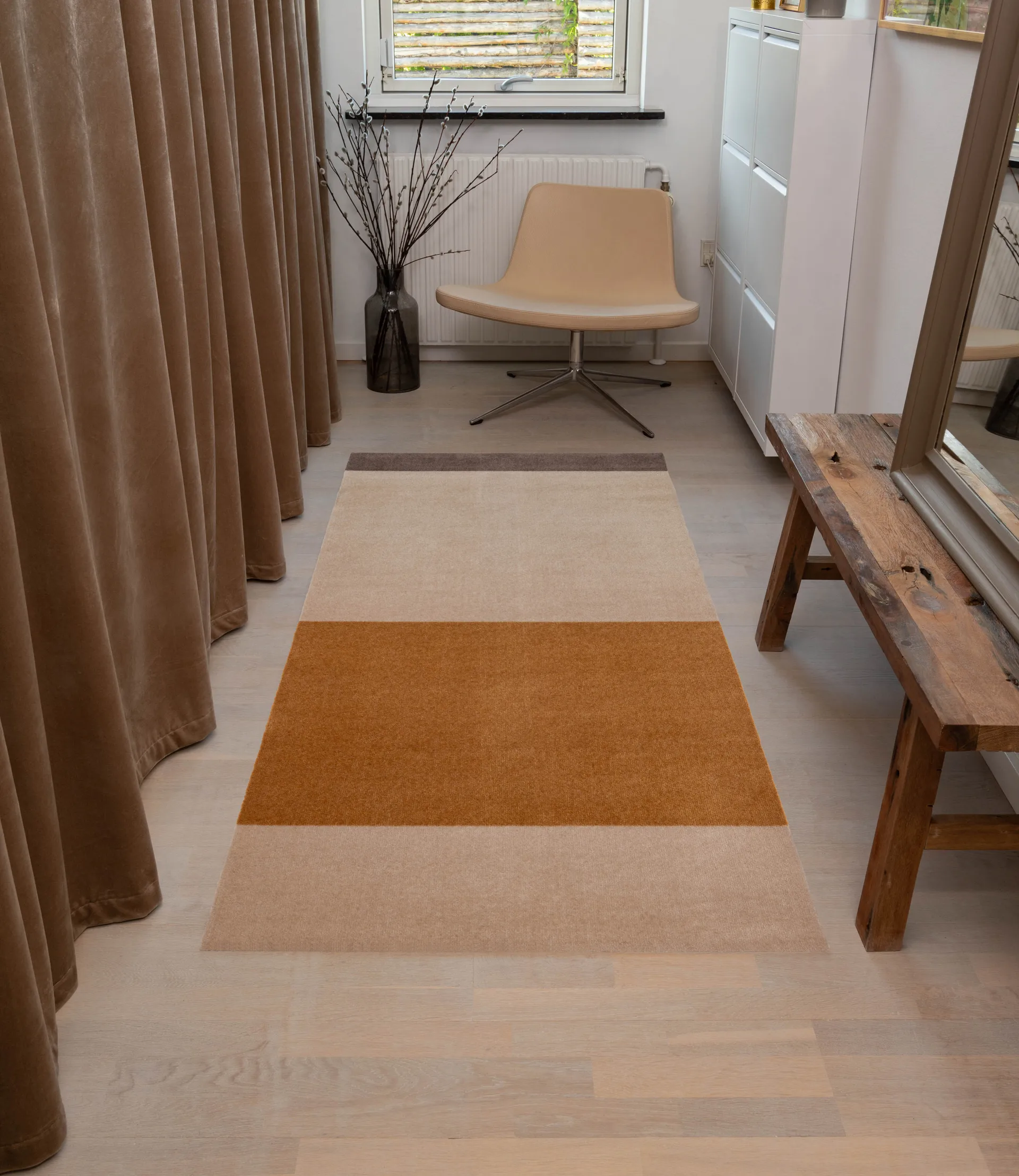 Stripes Flurteppich horizontal, Ivory-dijon-brown, 90 x 200cm tica copenhagen