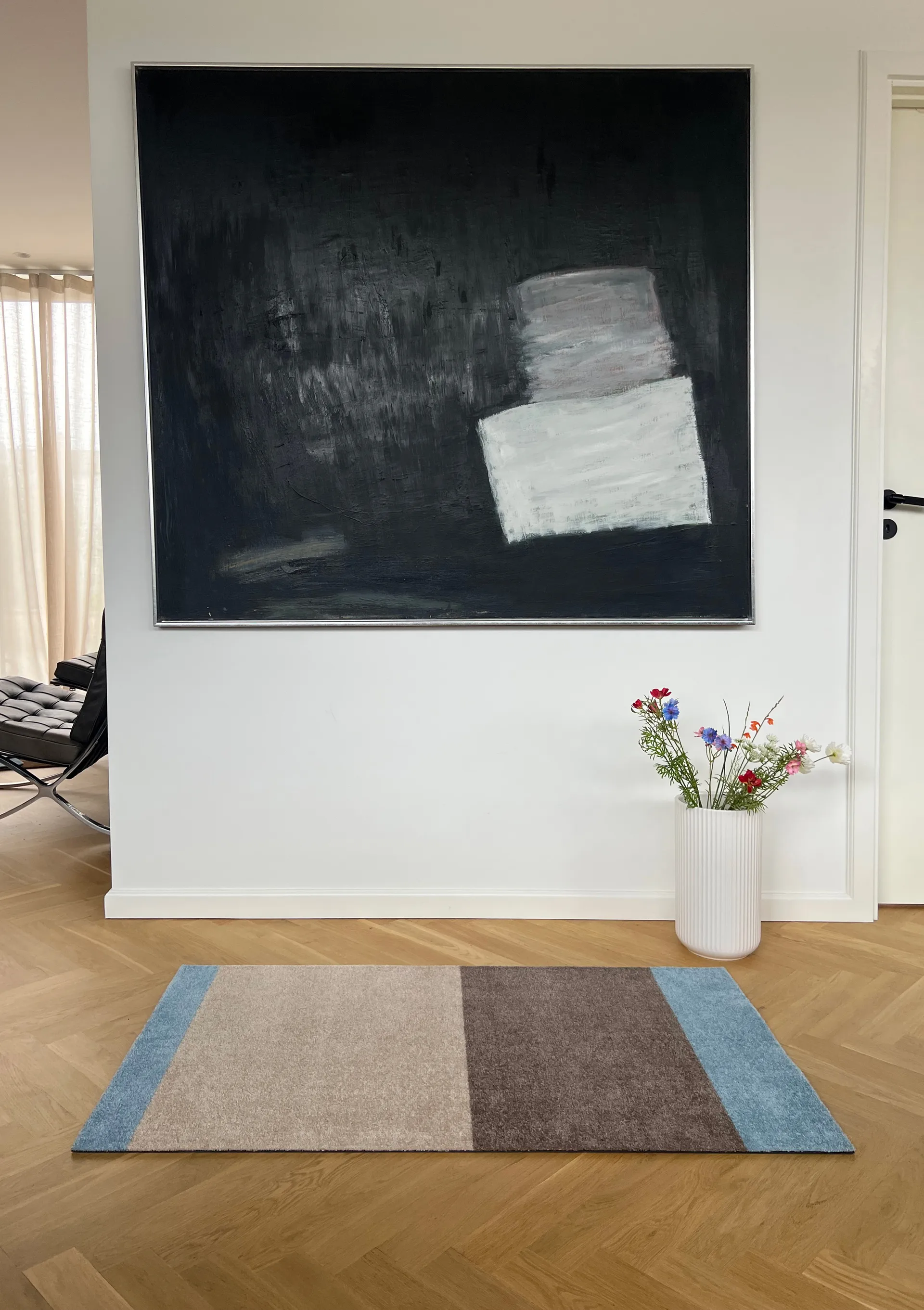 Stripes Flurteppich horizontal, Ivory-sand-blue, 67x120 cm tica copenhagen