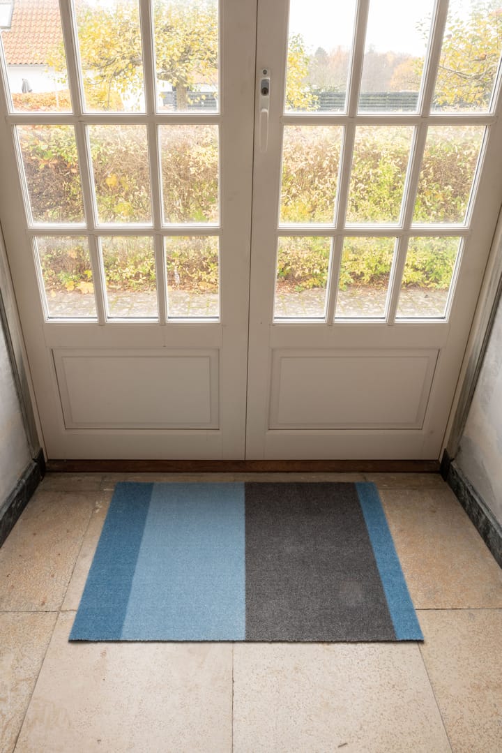 Stripes horizontal Fußabstreifer, Blue-steel grey, 60 x 90cm tica copenhagen
