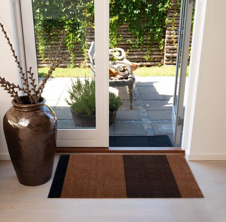 Stripes horizontal Fußabstreifer, Cognac-dark brown-black, 60x90 cm tica copenhagen
