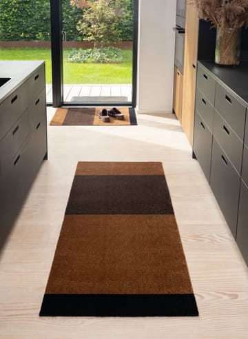 Stripes horizontal Fußabstreifer - Cognac-dark brown-black, 60x90 cm - tica copenhagen