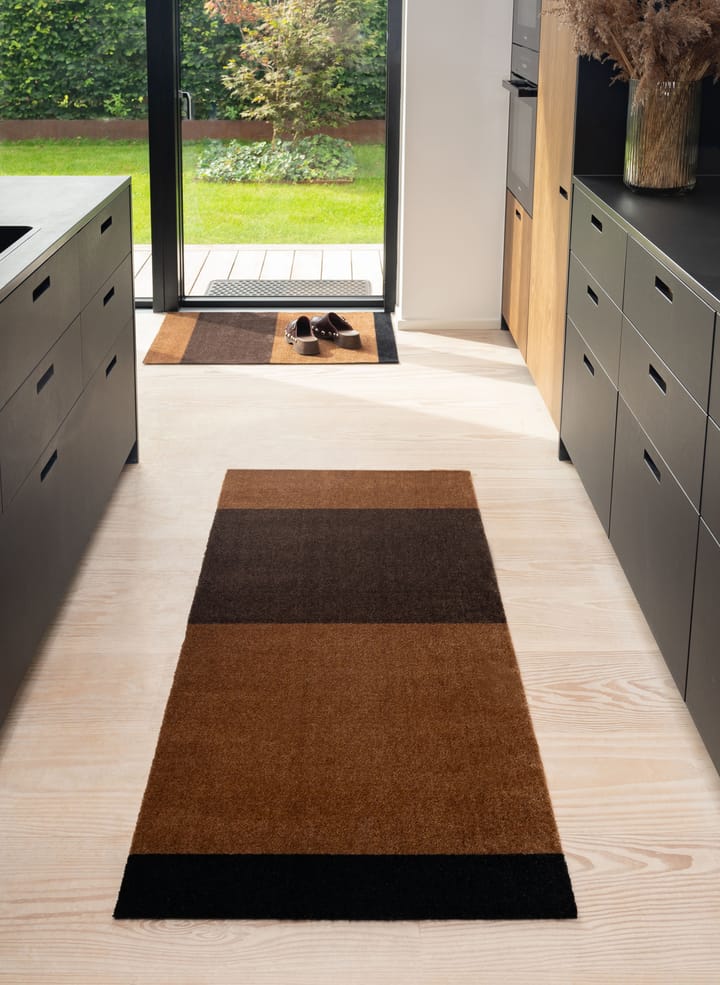 Stripes horizontal Fußabstreifer, Cognac-dark brown-black, 60x90 cm tica copenhagen
