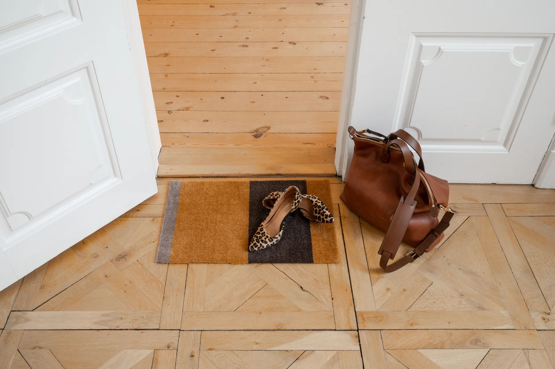 Stripes horizontal Fußabstreifer, Dijon-brown-sand, 40 x 60cm tica copenhagen