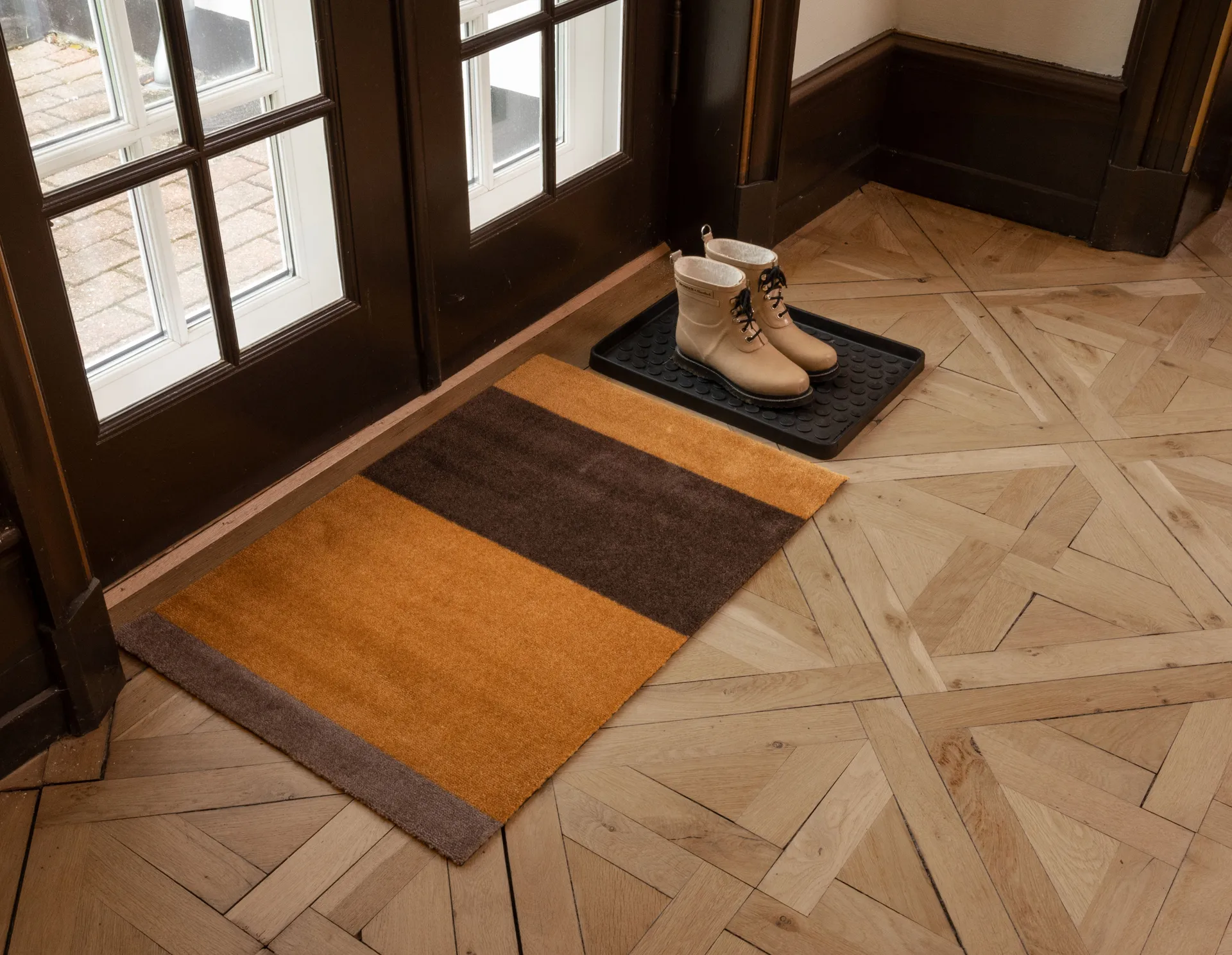 Stripes horizontal Fußabstreifer, Dijon-brown-sand, 60 x 90cm tica copenhagen