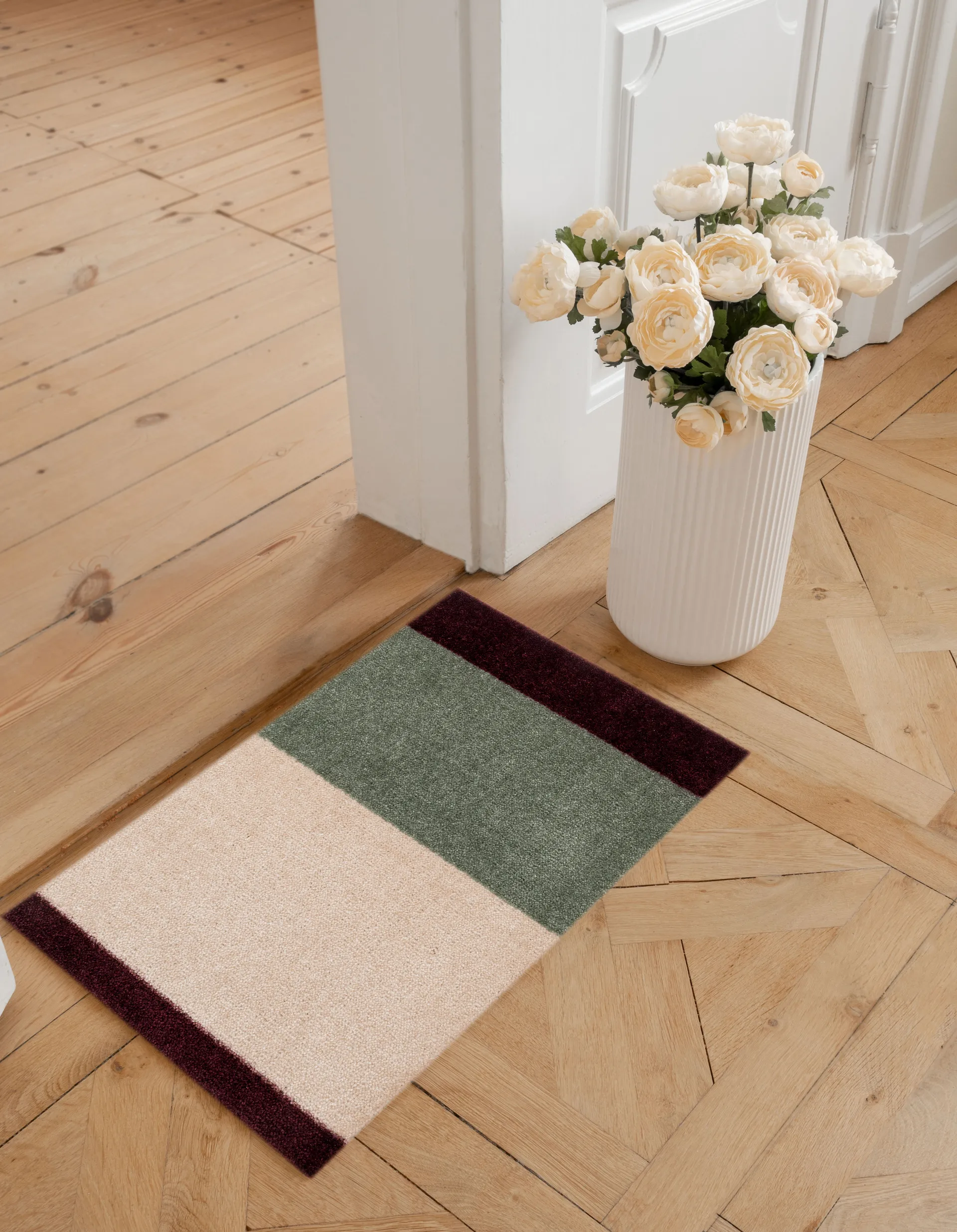 Stripes horizontal Fußabstreifer, Green-ivory-bordeaux, 40x60 cm tica copenhagen