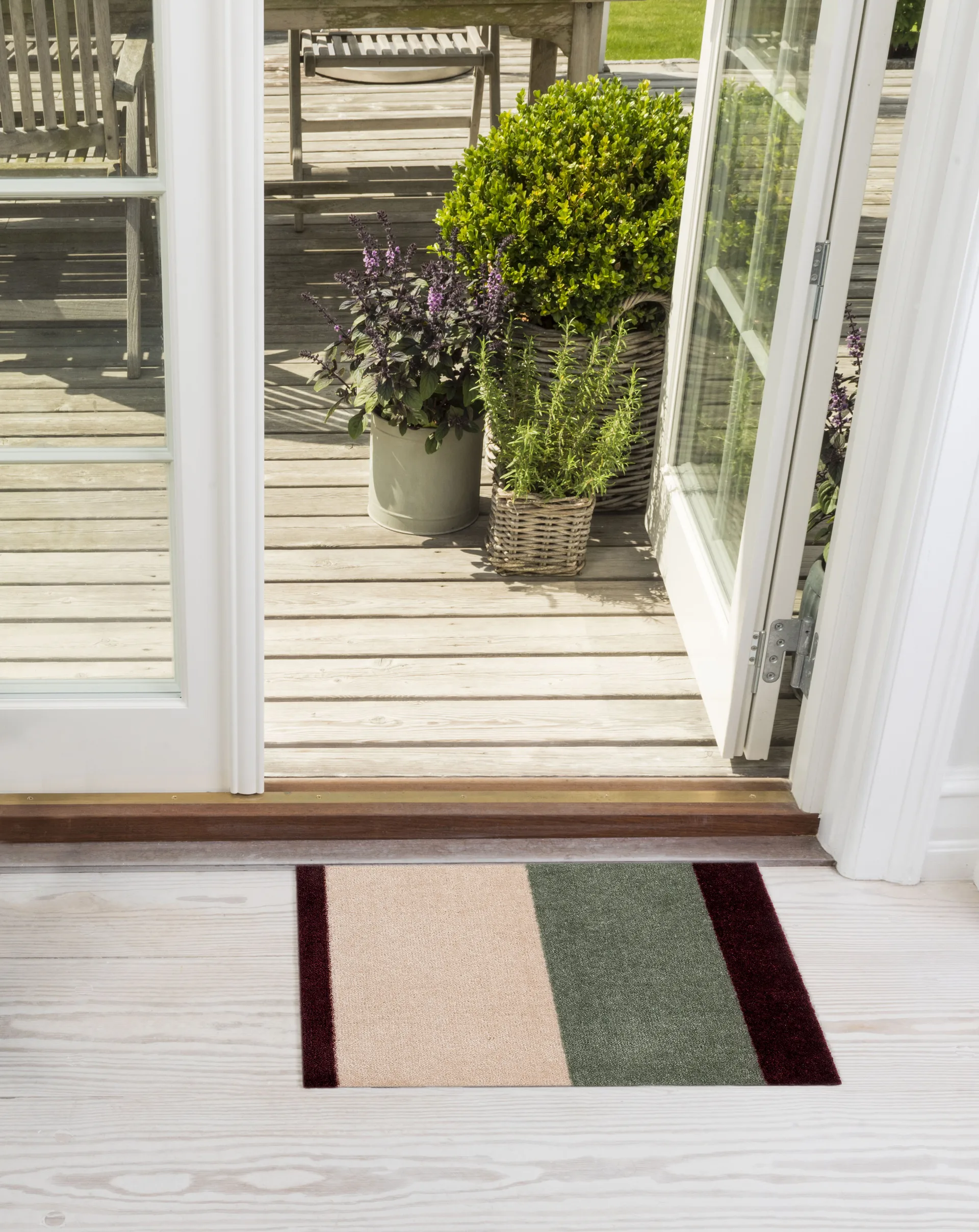 Stripes horizontal Fußabstreifer, Green-ivory-bordeaux, 40x60 cm tica copenhagen