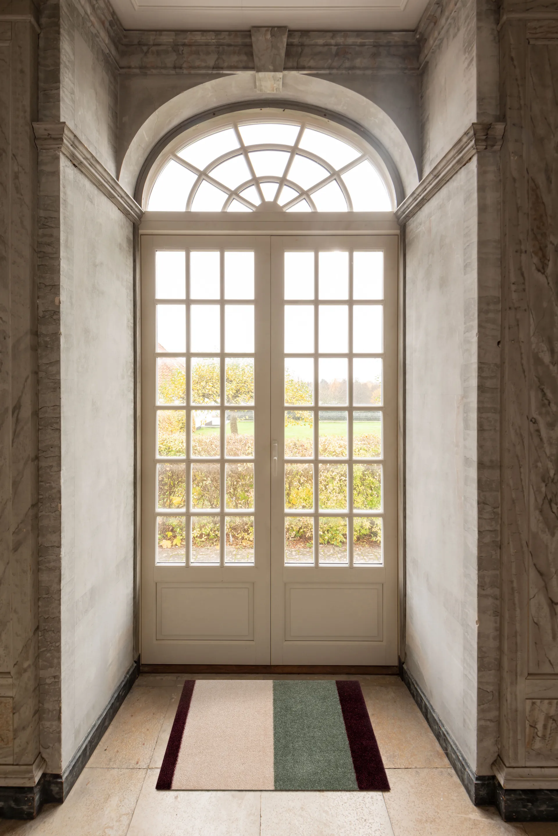 Stripes horizontal Fußabstreifer, Green-ivory-bordeaux, 60x90 cm tica copenhagen