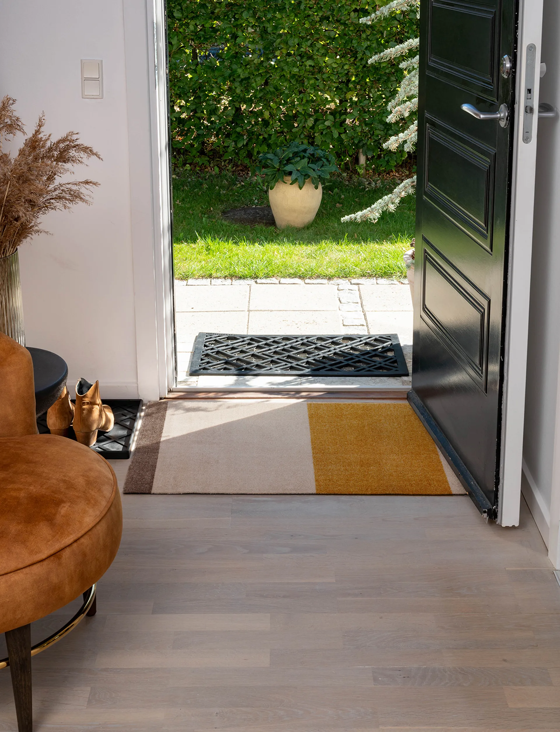 Stripes horizontal Fußabstreifer, Ivory-dijon-brown, 60 x 90cm tica copenhagen