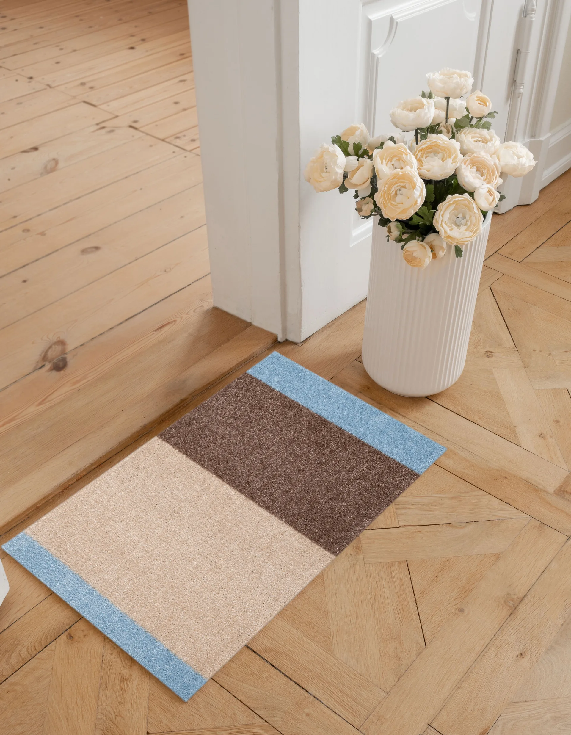Stripes horizontal Fußabstreifer, Ivory-sand-blue, 40x60 cm tica copenhagen