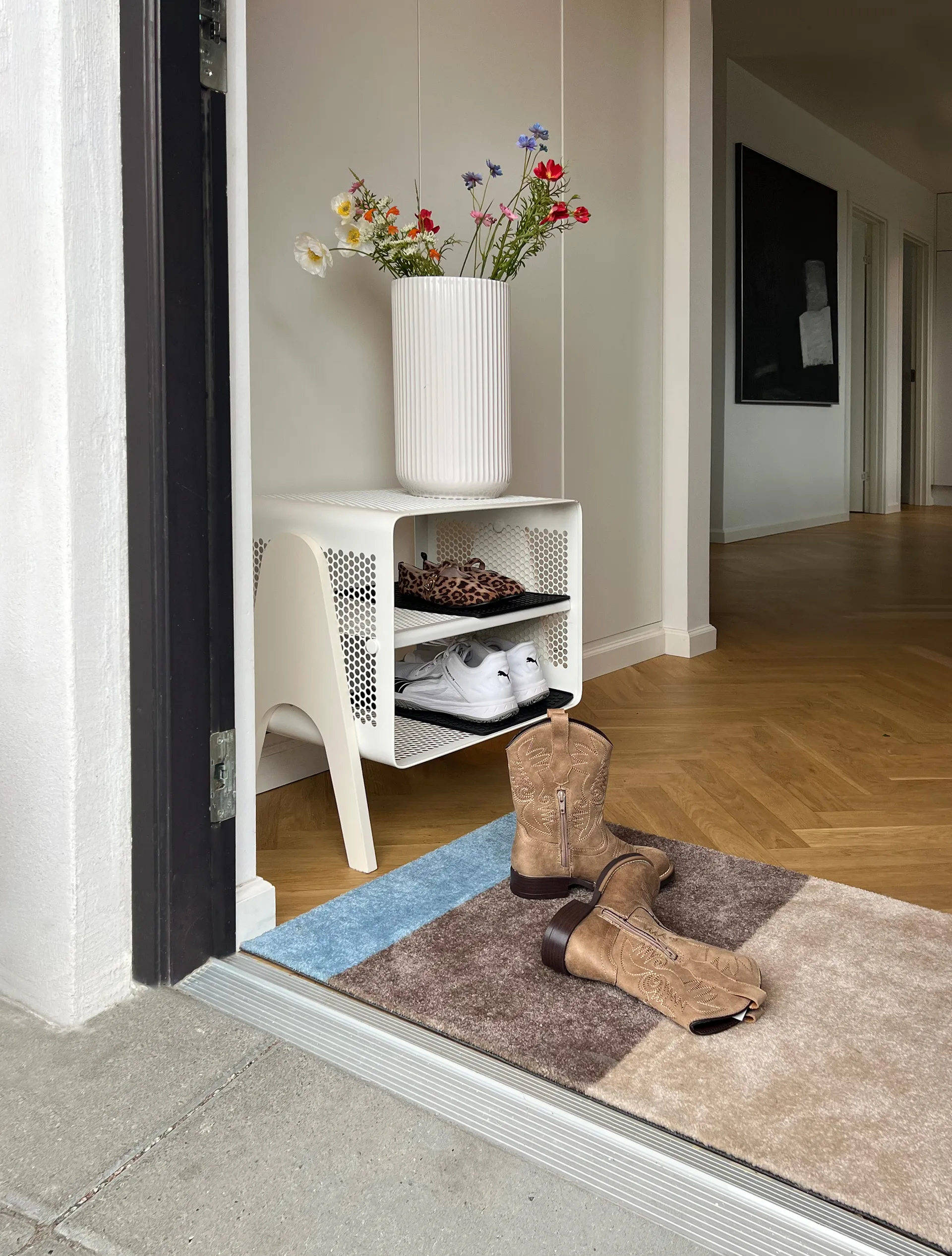 Stripes horizontal Fußabstreifer, Ivory-sand-blue, 60x90 cm tica copenhagen