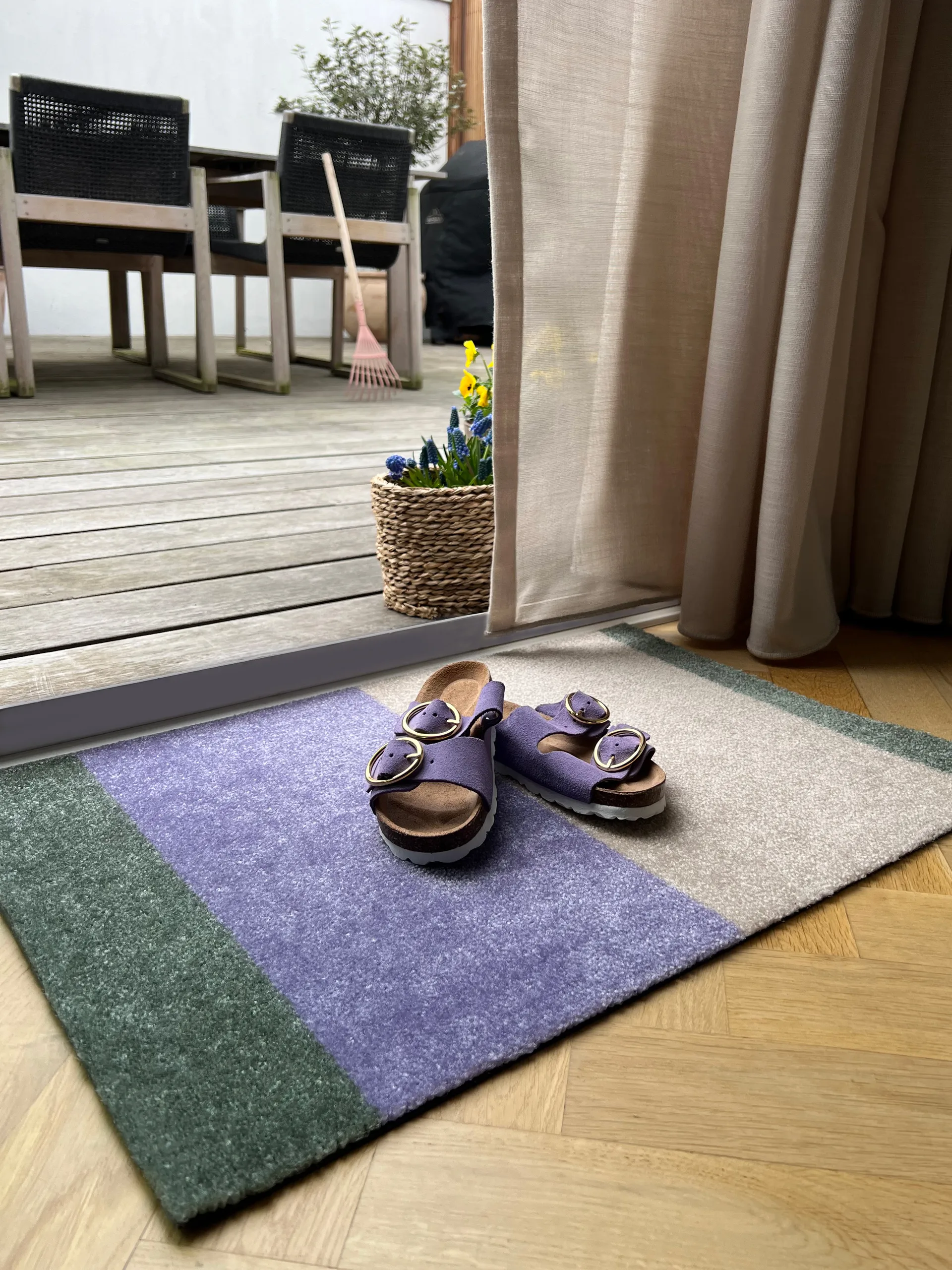 Stripes horizontal Fußabstreifer, Lilac-ivory-green, 40x60 cm tica copenhagen