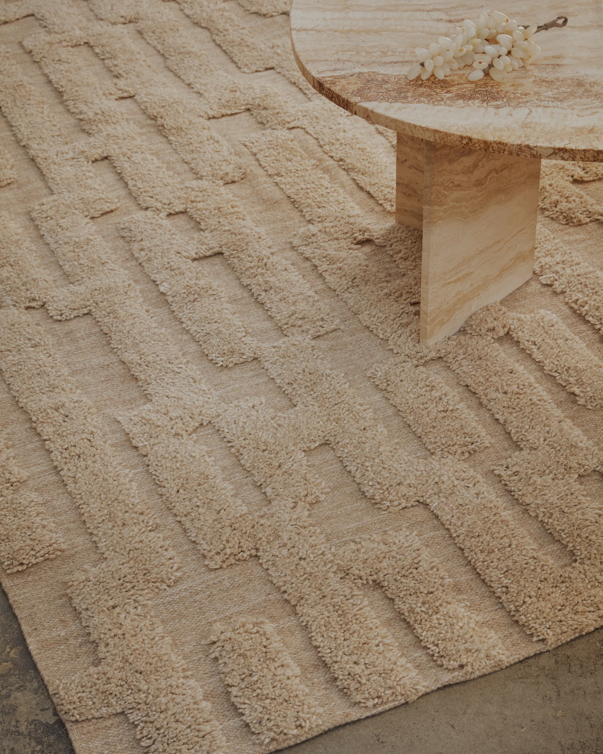 Bielke Wollteppich 190x290 cm, Beige-melange Tinted