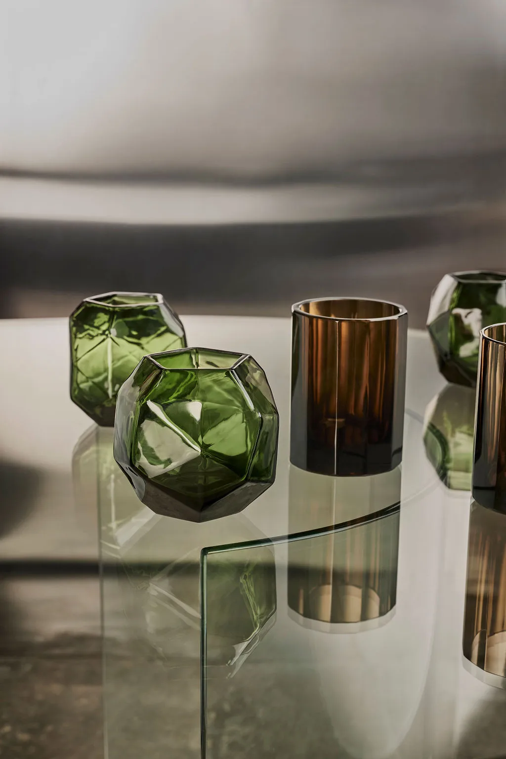 Bjork Windlicht Ø9x10 cm, Green Tinted