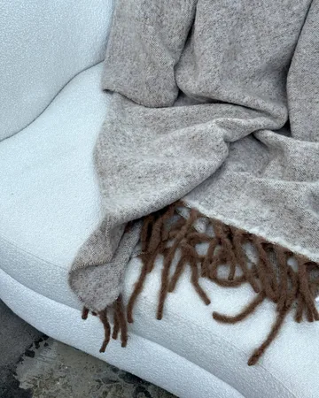 Fridh Mohairplaid - Brown-off white, 130×170 cm - Tinted