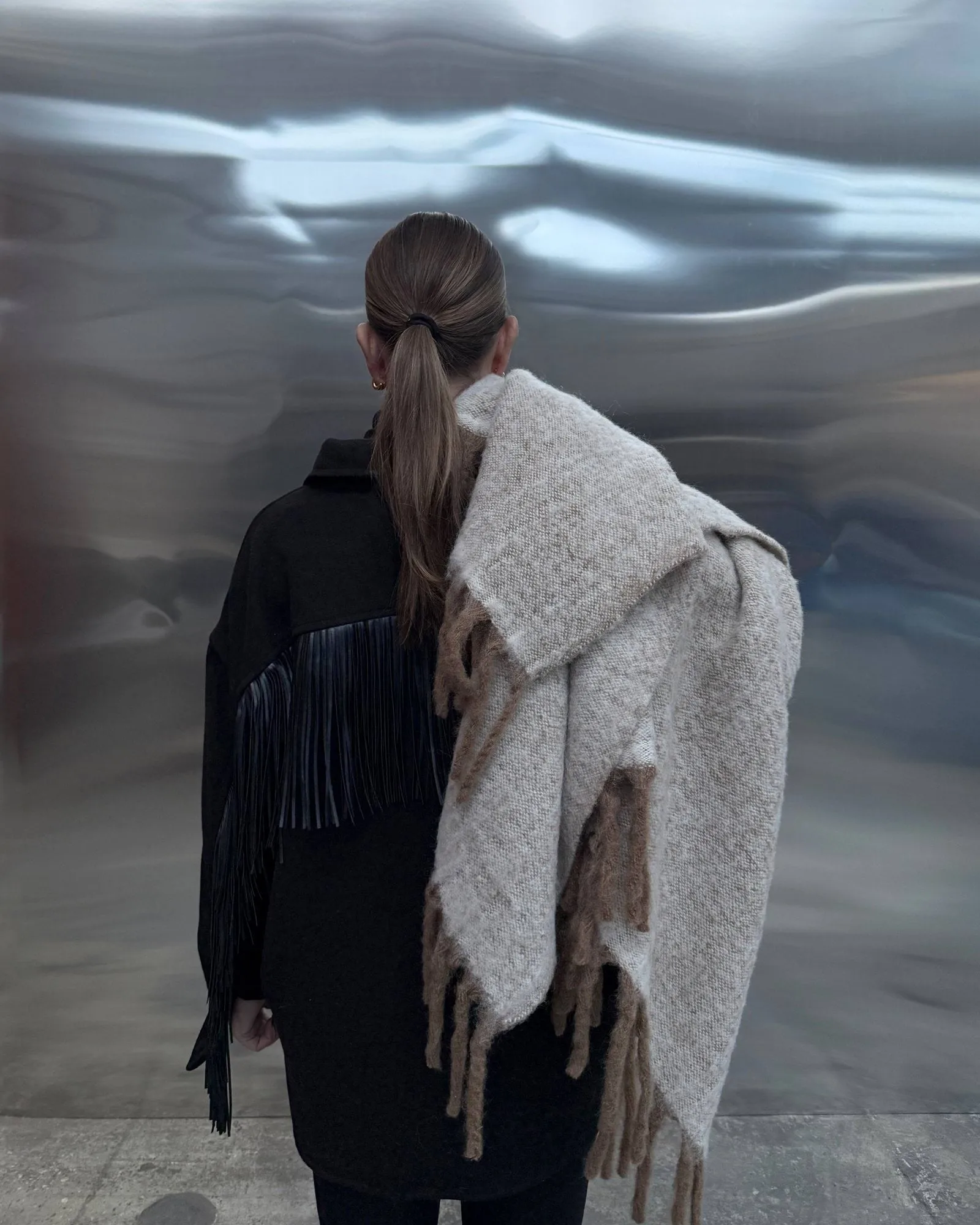Fridh Mohairplaid, Brown-off white, 130×170 cm Tinted
