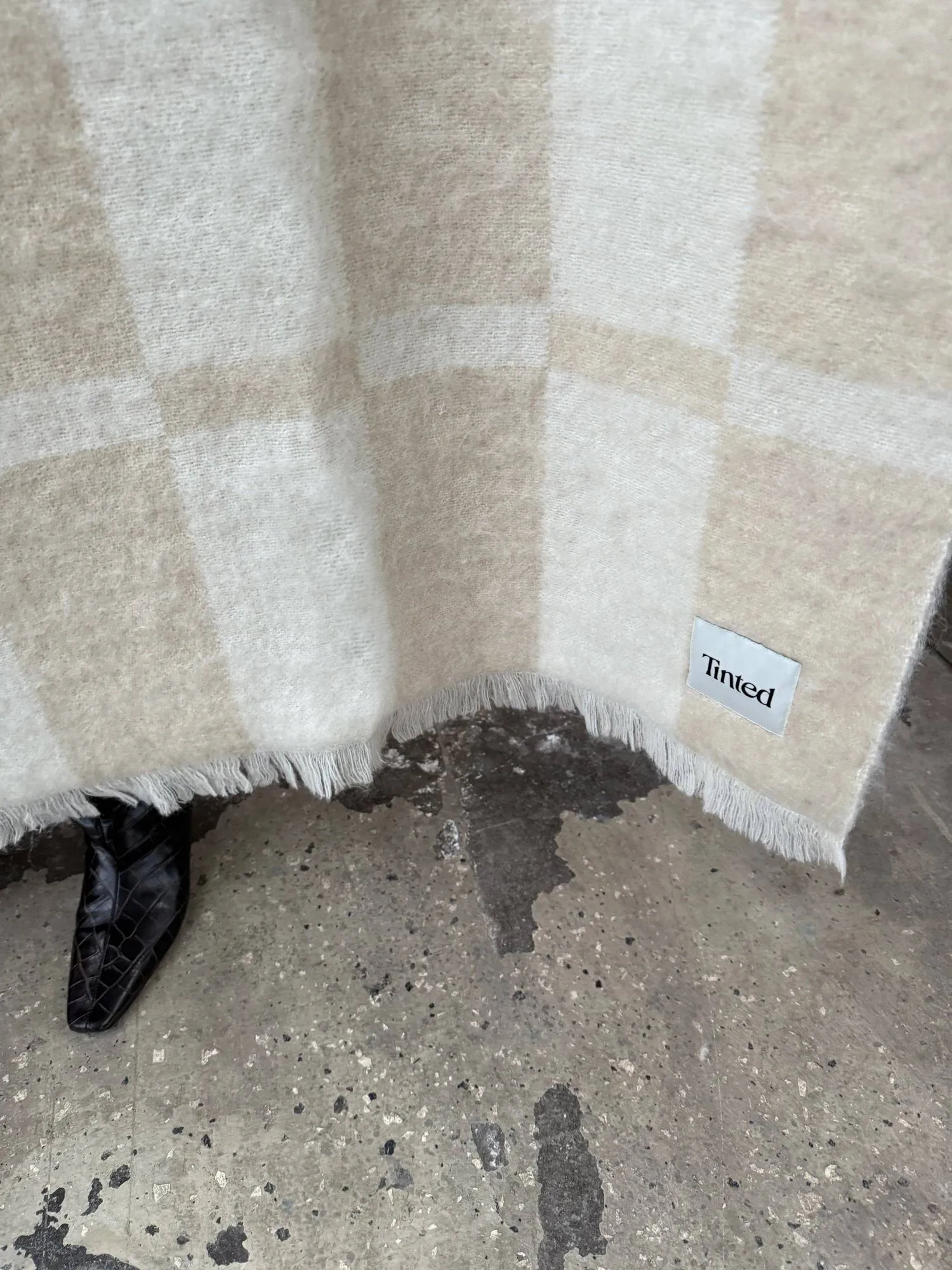 Hallin Mohair-Plaid, Beige-Off-White, 130 × 170 cm Tinted