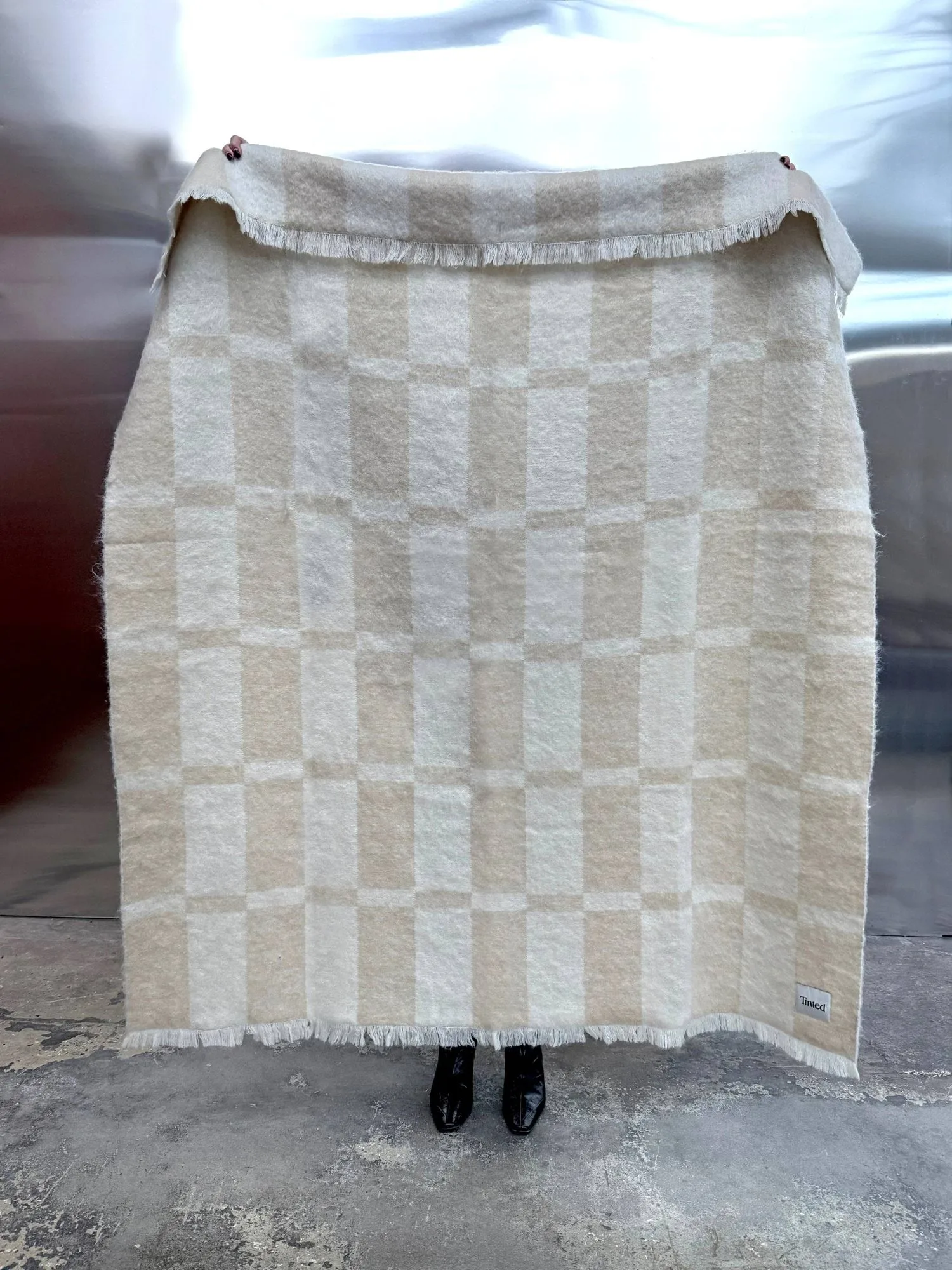 Hallin Mohair-Plaid, Beige-Off-White, 130 × 170 cm Tinted