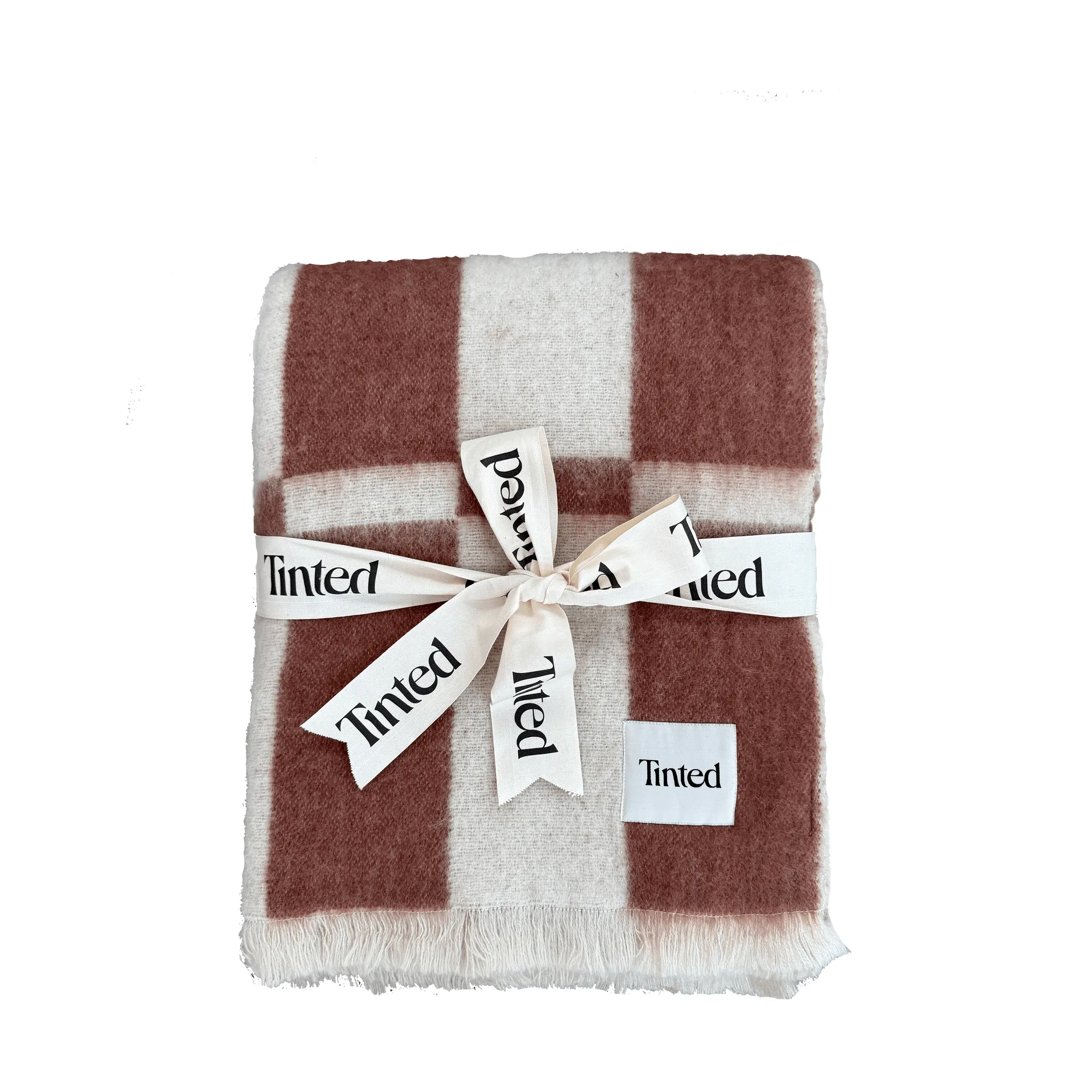 Hallin Mohair-Plaid, Off white-Rost, 130×170 cm Tinted